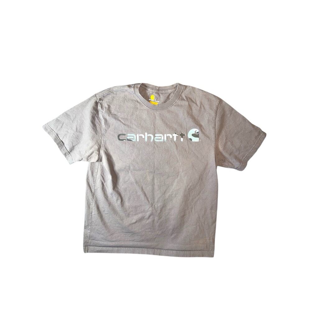 Carhartt Camo Shirt Mens Large grey Original Fit Thick Cotton Short Sleeve